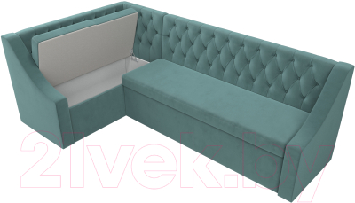 Уголок кухонный мягкий Лига Диванов Мерлин левый / 109425L (велюр бирюзовый)