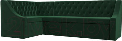 Уголок кухонный мягкий Лига Диванов Мерлин левый / 109426L (велюр зеленый) - фото