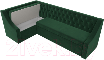 Уголок кухонный мягкий Лига Диванов Мерлин левый / 109426L (велюр зеленый)