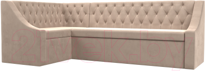 Уголок кухонный мягкий Лига Диванов Мерлин левый / 109427L (велюр бежевый) - фото