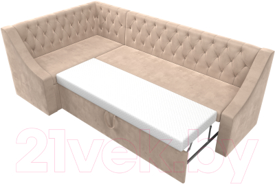 Уголок кухонный мягкий Лига Диванов Мерлин левый / 109427L (велюр бежевый)