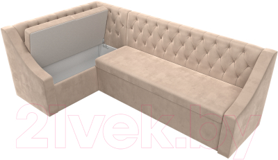 Уголок кухонный мягкий Лига Диванов Мерлин левый / 109427L (велюр бежевый)