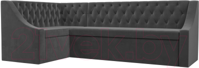 Уголок кухонный мягкий Лига Диванов Мерлин левый / 109428L (велюр серый) - фото