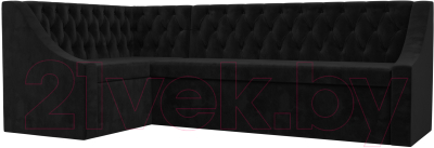 Уголок кухонный мягкий Лига Диванов Мерлин левый / 109429L (велюр черный) - фото