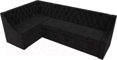 Уголок кухонный мягкий Лига Диванов Мерлин левый / 109429L (велюр черный)