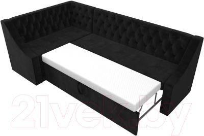 Уголок кухонный мягкий Лига Диванов Мерлин левый / 109429L (велюр черный)