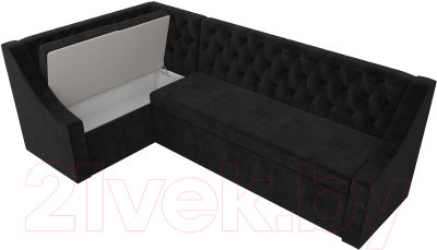Уголок кухонный мягкий Лига Диванов Мерлин левый / 109429L (велюр черный)