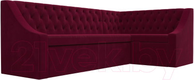 Уголок кухонный мягкий Лига Диванов Мерлин правый / 109417 (микровельвет бордовый)