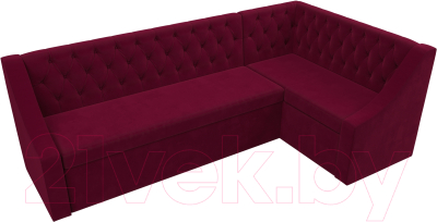 Уголок кухонный мягкий Лига Диванов Мерлин правый / 109417 (микровельвет бордовый)
