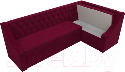 Уголок кухонный мягкий Лига Диванов Мерлин правый / 109417 (микровельвет бордовый)