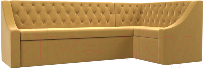 Уголок кухонный мягкий Лига Диванов Мерлин правый / 109418 (микровельвет желтый) - фото