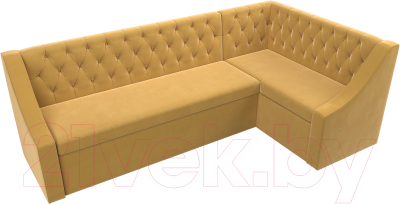 Уголок кухонный мягкий Лига Диванов Мерлин правый / 109418 (микровельвет желтый)