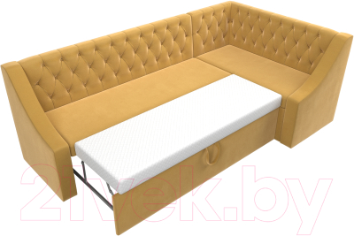 Уголок кухонный мягкий Лига Диванов Мерлин правый / 109418 (микровельвет желтый)