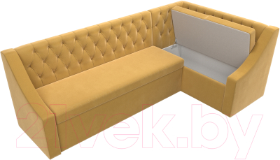 Уголок кухонный мягкий Лига Диванов Мерлин правый / 109418 (микровельвет желтый)