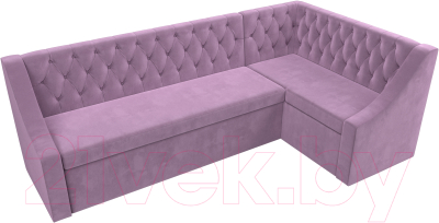 Уголок кухонный мягкий Лига Диванов Мерлин правый / 109420 (микровельвет сиреневый)