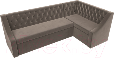 Уголок кухонный мягкий Лига Диванов Мерлин правый / 109424 (велюр коричневый) - фото