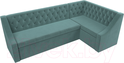 Уголок кухонный мягкий Лига Диванов Мерлин правый / 109425 (велюр бирюзовый) - фото