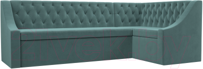 Уголок кухонный мягкий Лига Диванов Мерлин правый / 109425 (велюр бирюзовый)
