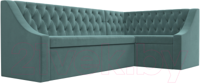 Уголок кухонный мягкий Лига Диванов Мерлин правый / 109425 (велюр бирюзовый)
