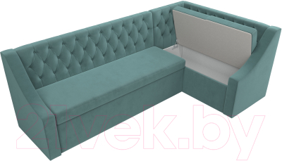 Уголок кухонный мягкий Лига Диванов Мерлин правый / 109425 (велюр бирюзовый)