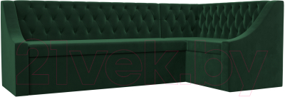 Уголок кухонный мягкий Лига Диванов Мерлин правый / 109426 (велюр зеленый) - фото