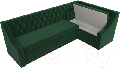 Уголок кухонный мягкий Лига Диванов Мерлин правый / 109426 (велюр зеленый)