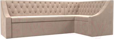 Уголок кухонный мягкий Лига Диванов Мерлин правый / 109427 (велюр бежевый) - фото