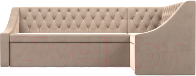 Уголок кухонный мягкий Лига Диванов Мерлин правый / 109427 (велюр бежевый)