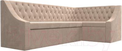 Уголок кухонный мягкий Лига Диванов Мерлин правый / 109427 (велюр бежевый)