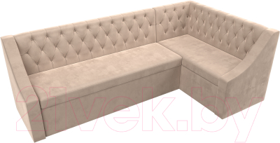 Уголок кухонный мягкий Лига Диванов Мерлин правый / 109427 (велюр бежевый)