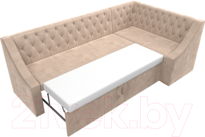 Уголок кухонный мягкий Лига Диванов Мерлин правый / 109427 (велюр бежевый)