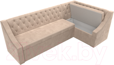 Уголок кухонный мягкий Лига Диванов Мерлин правый / 109427 (велюр бежевый)