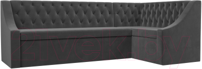 Уголок кухонный мягкий Лига Диванов Мерлин правый / 109428 (велюр серый) - фото