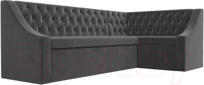 Уголок кухонный мягкий Лига Диванов Мерлин правый / 109428 (велюр серый)