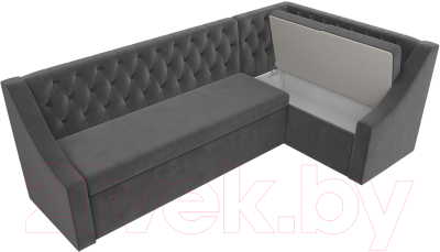 Уголок кухонный мягкий Лига Диванов Мерлин правый / 109428 (велюр серый)