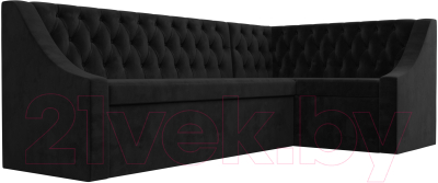 Уголок кухонный мягкий Лига Диванов Мерлин правый / 109429 (велюр черный) - фото