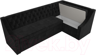 Уголок кухонный мягкий Лига Диванов Мерлин правый / 109429 (велюр черный)