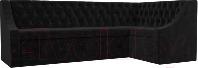 Уголок кухонный мягкий Лига Диванов Мерлин правый / 109429 (велюр черный)