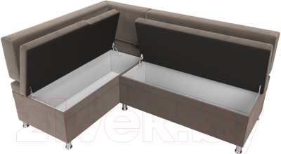 Уголок кухонный мягкий Лига Диванов Стайл левый / 111655L (велюр коричневый)