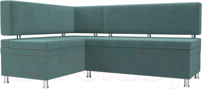Уголок кухонный мягкий Лига Диванов Стайл левый / 111656L (велюр бирюзовый) - фото