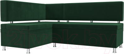 Уголок кухонный мягкий Лига Диванов Стайл левый / 111657L (велюр зеленый) - фото