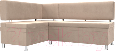 Уголок кухонный мягкий Лига Диванов Стайл левый / 111658L (велюр бежевый) - фото