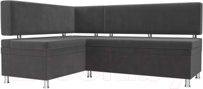 Уголок кухонный мягкий Лига Диванов Стайл левый / 111659L (велюр серый) - фото