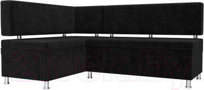 Уголок кухонный мягкий Лига Диванов Стайл левый / 111660L (велюр черный) - фото