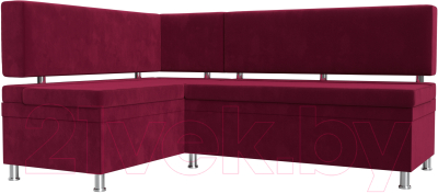 Уголок кухонный мягкий Лига Диванов Стайл левый / 114518L (микровельвет бордовый) - фото