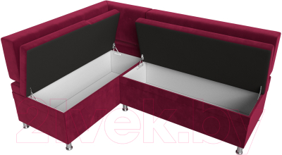 Уголок кухонный мягкий Лига Диванов Стайл левый / 114518L (микровельвет бордовый)