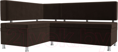 Уголок кухонный мягкий Лига Диванов Стайл левый / 114522L (микровельвет коричневый) - фото