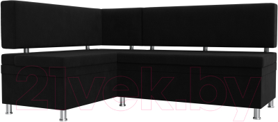 Уголок кухонный мягкий Лига Диванов Стайл левый / 114525L (микровельвет черный) - фото