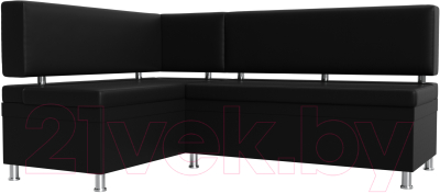 Уголок кухонный мягкий Лига Диванов Стайл левый / 114529L (экокожа черный) - фото
