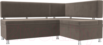 Уголок кухонный мягкий Лига Диванов Стайл правый / 111655 (велюр коричневый) - фото